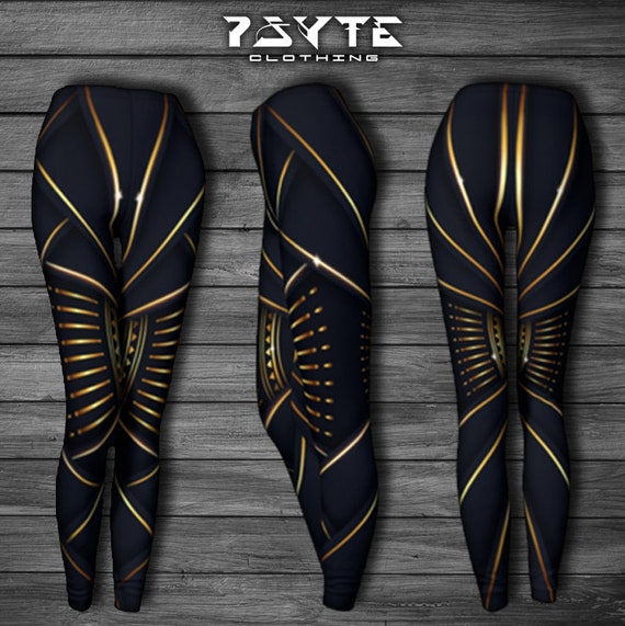 Navy Blue and Gold Leggingsgeometric 