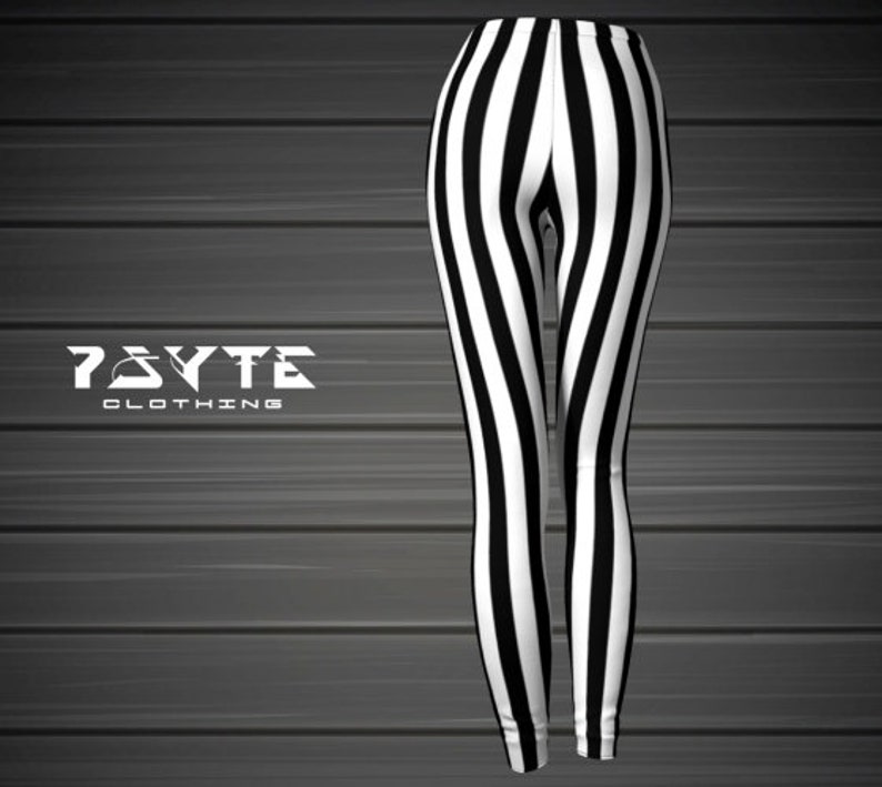 White /& Black Striped Witch Costume Halloween Costume Steampunk Leggings Halloween Tights Beetlejuice Leggings Womens Halloween