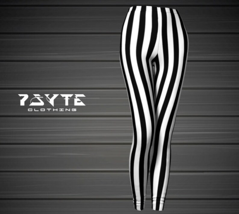 White /& Black Striped Witch Costume Halloween Costume Steampunk Leggings Halloween Tights Beetlejuice Leggings Womens Halloween