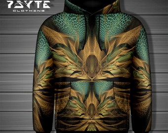 Festival Hoodie, Elven Clothing, Mycelium, Festival Clothing, Psychedelic Hoodie, Festival hoods,Fractal Hoodie,hippie jacket, zip up hoodie