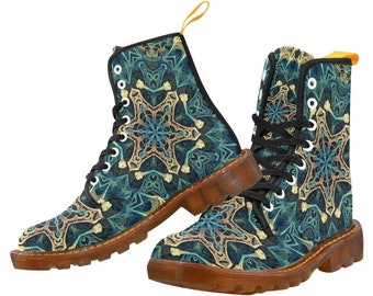 Psychedelic Boots, Psytrance Boots, Festival boots, Burning Man boots, Dr Marten style boots, Playa boots, Costume Boots, Rave Boots