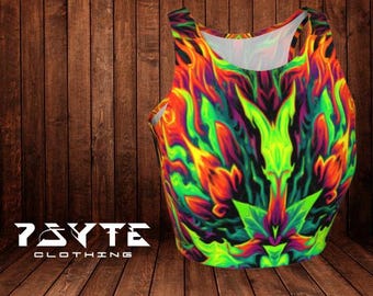 UV Psychedelic Crop Top, Neon Festival Clothing, Burning Man Costume, Rave clothes, Doof Clothing, Rave Outfit, Gym Crop Top, Workout Wear
