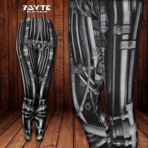 Grunge leggings, dystopian leggings, burning man costume, goth clothing, steampunk leggings, cyberpunk, futuristic, yoga pants, gym wear
