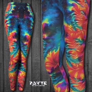 Tie Dye Stripe Leggings: Rainbow Hippie Festival Workout Clothing