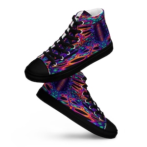 Women’s High Top Canvas Shoes, Psychedelic High Tops, High Top Sneakers, EDM Shoes, Rave Shoes, Festival Shoes, Sports Shoes
