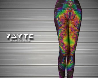 Psychedelische Leggings, Festival Kleidung, Burning Man Kostüm, Hooping Kleidung, Doof Kleidung, Rave Outfit, Gym Leggings, Workout Leggings