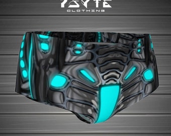 Cyberpunk Booty Shorts, Cyberpunk Clothing, Sci Fi Cosplay Shorts, Futuristic Mini Shorts,Adult costume,Hooping,Festival Shorts,Burning Man