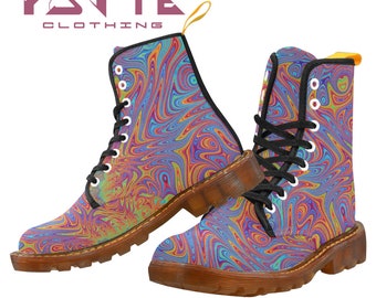 Rainbow Festival boots, Fractal Boots, Burning man boots, Dr Marten style boots, Combat boots, Ladies and Mens Festival shoes and boots