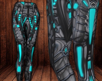 Cyberpunk Leggings, Cyberpunk Clothing, Sci Fi Cosplay leggings, Futuristic leggings, Adult costume, Hooping, Festival Leggings,Burning Man