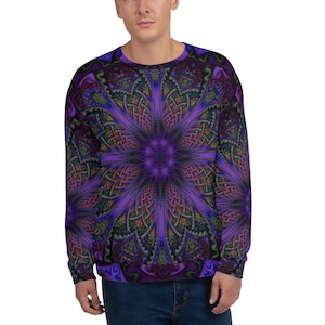 Fractal Mandala Unisex Sweatshirt // Sacred Geometry // Plus Size Sweatshirt // Festival Clothing // Rave outfit // Burning Man