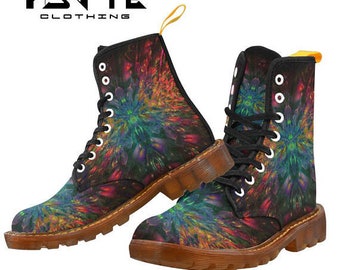 Rainbow Festival boots, Fractal Boots, Burning man boots, Dr Marten style boots, High Top boots, Ladies and Mens Festival shoes and boots