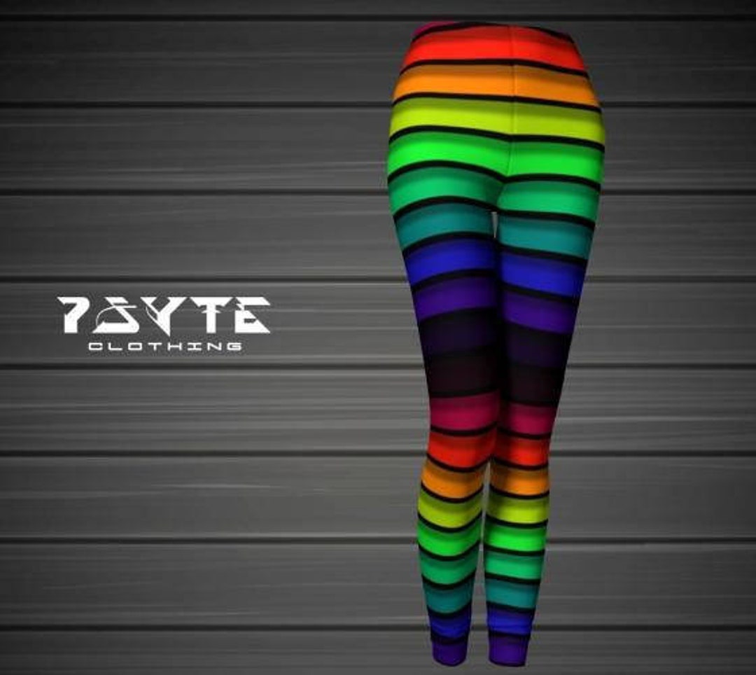 Rainbow Leggings, Rainbow Striped Leggings, Colorful Leggings