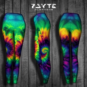 Rainbow Tie Dye Leggings - Perfect for Festivals, Raves, and Performance Costumes - Hippy Clothing for Psytrance and Hooping