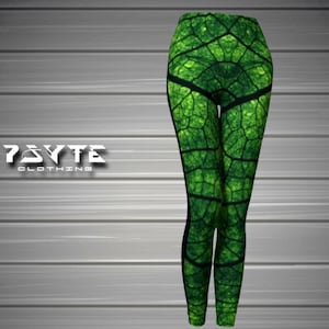 Green leaf Leggings, Festival Clothing, Burning Man Costume, Hooping clothes, Doof Clothing, Rave Outfit, Gym Leggings, Yoga Workout