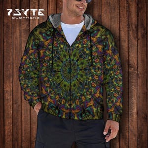Psychedelic Hoodie, Festival Hoodie,Rainbow Fractal,Fractal Hoodie,Cyberpunk Hoodie,Rainbow,Rave Hoodie,Double Layer Fleece Hoodie