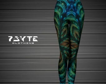 Fractal Leggings, Psychedelic Yoga Pants, Festival Clothing, Burning Man Outfit, Hooping Costume, Rave Clothes, Gym Activewear, Doof Wear