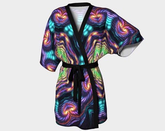 Abito kimono psichedelico, kimono rave, abito kimono, kimono festival, copri festival, accappatoio, copricostume da spiaggia, abito rave, abiti da festival