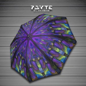Compact Festival Umbrella, Mandala Parasol, Psychedelic Umbrella, Burning Man Travel Umbrella, Shade Umbrella, Sun Umbrella
