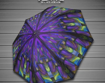 Mandala Art Umbrella: Compact Festival Sun & Rain Protection