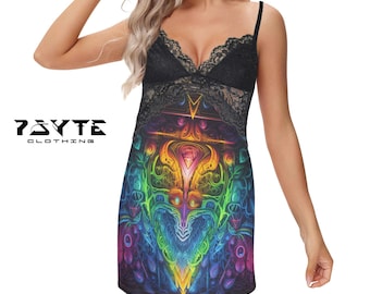 Lace Cami Dress, Slip Dress, Lingerie Dress, Babydoll Dress Lingerie, Lace Nightgown, Festival, Rave Wear, Alternative Dress, EDM Merch