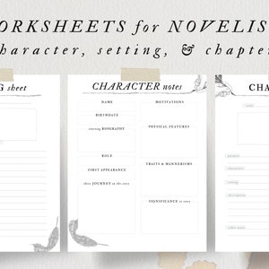 Novel Writing Worksheets: Character, Setting, Chapter Planning (PDF Download)