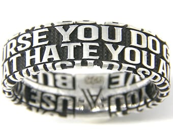 Anello personalizzato in argento sterling con versetto biblico – "Ama i tuoi nemici" – Matteo 5:44 – Regalo cristiano – Gioielli con incisione personalizzata