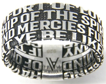 Same Mind, Same Love · Custom B&W Sterling Silver Ring, Bible Verse, Philippians