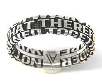 One Flesh · Love Ring · Custom B&W Sterling Silver Ring · Marriage · Gospel of Matthew 19 · Bible Verse · Christian Ring for Men and Women