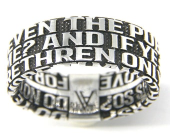 Love to All · Custom B&W Sterling Silver Ring · Relationship, Encouragement · Gospel of Matthew 5 · Bible Verse