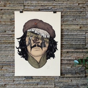 Lámina artística grande del Che Guevara: ícono revolucionario, decoración de pared política, regalo para activistas y aficionados a la historia.