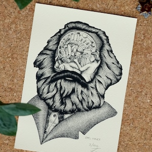 Karl Marx Kleiner Kunstdruck – Revolutionärer Denker – Politische Wanddekoration – Geschenk für Linke