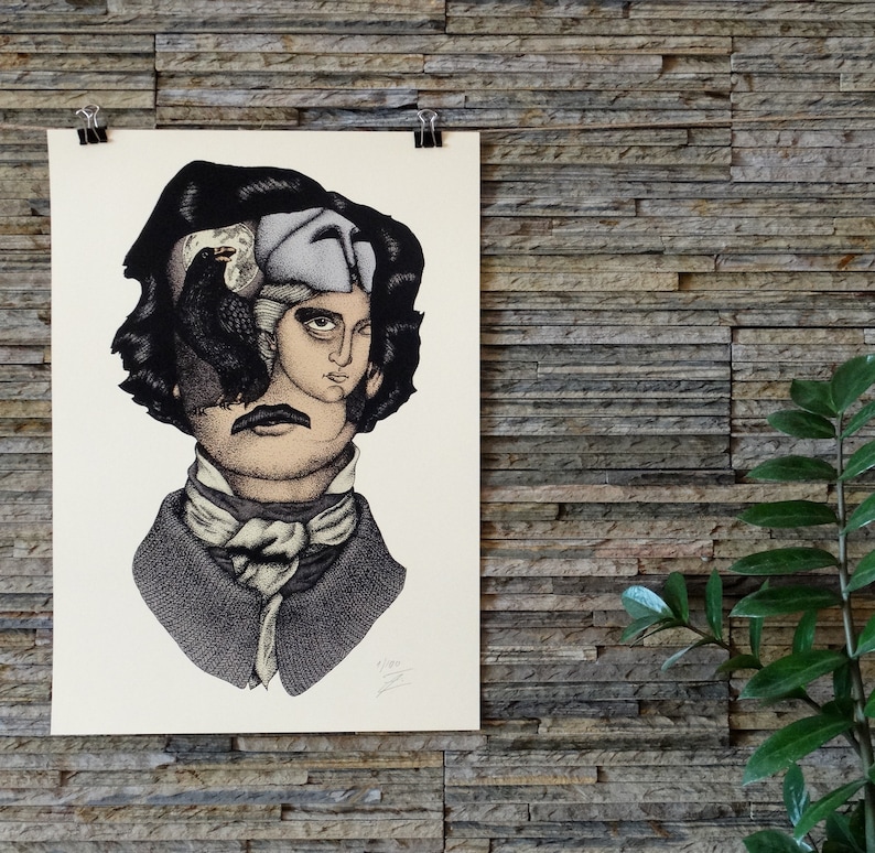 Edgar Allan Poe Art Print / Large Art Print / Abstract image 0