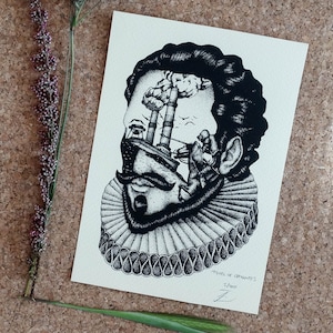 Miguel de Cervantes Small Art Print – Don Quixote Author – Spanish Literature Wall Art – Gift for Book Lovers