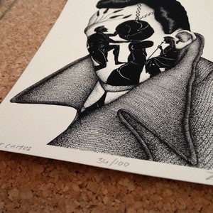 Albert Camus Art Print / Small Art Print / Abstract Portrait / Wall ...