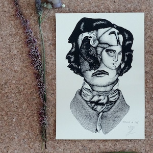 Edgar Allan Poe Small Art Print – Gothic Horror Author – Macabre Wall Art – Gift for Dark Literature Fans