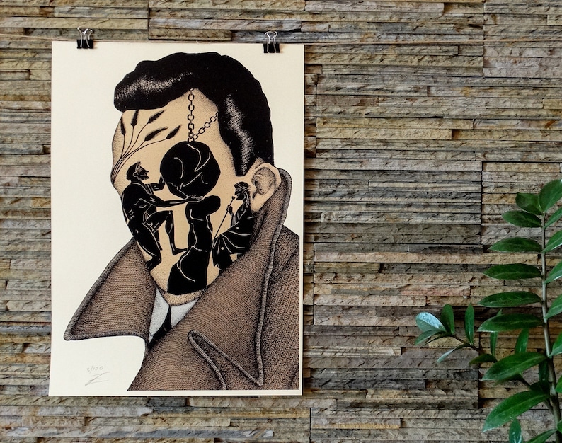 Albert Camus Art Print / Large Art Print / Abstract Portrait / image 0