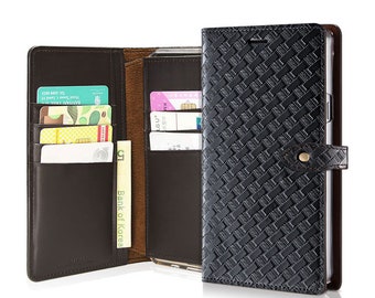 Motimo Bi-Fold Lattice Leather Cases for iPhone 11/12/13/14/15 Series, Note 20/20 Ultra, Galaxy S21/S22/S23/S24 Series