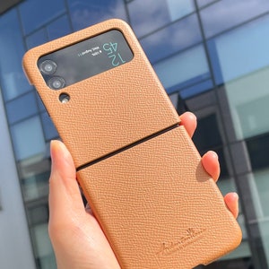 Calf Leather Cover Case for Samsung Galaxy Z Flip 4 - Free Initials/Names