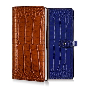 Motimo Crocodile Pattern Leather Wallet Case for Galaxy Z Fold 2, Z Fold 3, Z Fold 4, Z Fold 5, Z Fold 6 - Button Closure