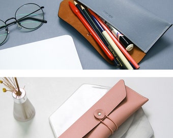 Saffiano Leather Pencil Case, Pencil Holder, Leather Pouch, Pencil Pouch, Leather Pen Case, Pencil Bag, Pencil Box