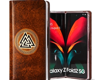 Motimo Valknut Leather Case for Galaxy Z Fold 2, Z Fold 3, Z Fold 4, Z Fold 5 - W/O Button Closure