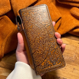 Aztec Sun Stone Embossed Leather Wallet Case for Galaxy Z Fold 6, Magnetic Closure, S Pen Holder, Free Initials/Names Engraving