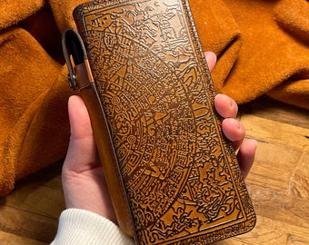 Aztec Sun Stone Embossed Leather Wallet Case for Galaxy Z Fold 5, Magnetic Closure, S Pen Holder, Free Initials/Names Engraving