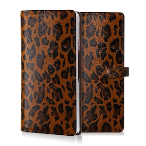 Motimo Leopard Pattern Leather Case for Galaxy Z Fold 2, Z Fold 3, Z Fold 4, Z Fold 5, Z Fold 6 - Button Closure