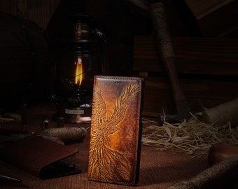 Phoenix Embossed Leather Case for iPhone 11/12/13/14/15 Series, Note 20/20 Ultra, Galaxy S20/21/22/23/S24 Series