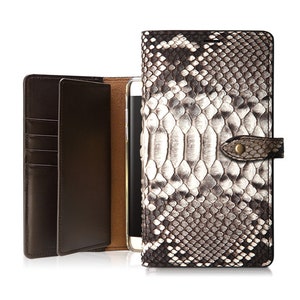 Motimo Bi-Fold Genuine Python Snake Leather Case for iPhone 11/12/13/14/15/16 Series, Galaxy S23/S24/S25 Series, Galaxy S25 Edge