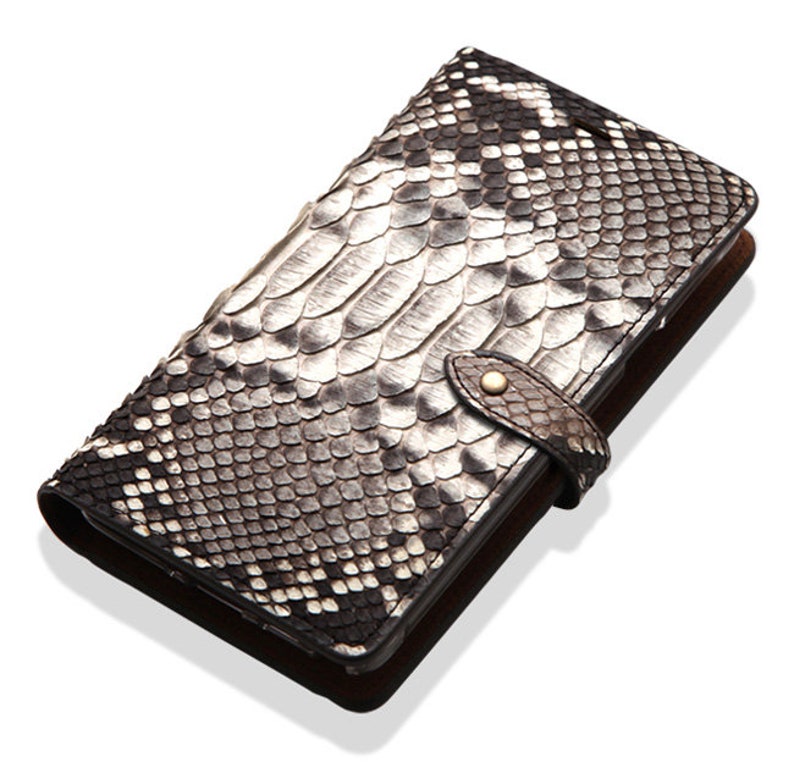 Motimo Bi-Fold Genuine Python Snake Leather Case for iPhone 11/12/13/14/15 Series, Galaxy S21/S22/S23/S24 Series, Note 20/20 Ultra image 2