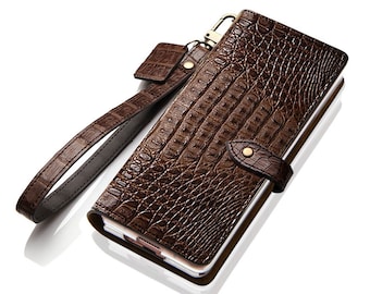 Motimo Genuine Alligator Leather Case for Galaxy Z Fold 3. Z Fold 4, Z Fold 5 - Button Closure