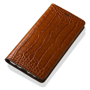 Motimo Crocodile Pattern Leather Case for iPhone 11/12/13/14/15/16 Series, Galaxy S23/S24/S25 Series - W/O Button Closure