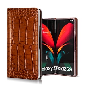 Motimo Crocodile Pattern Leather Wallet Case for Galaxy Z Fold 2, Z Fold 3, Z Fold 4, Z Fold 5, Z Fold 6 - W/O Button Closure